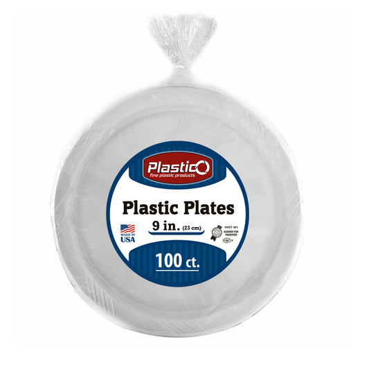 Plastico White - 9" Dinner Plates (#05236)