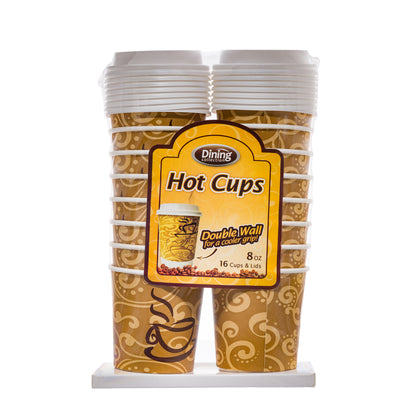 Double Wall Paper Coffee Cups w/ Lids - 8 oz.  (#06000)