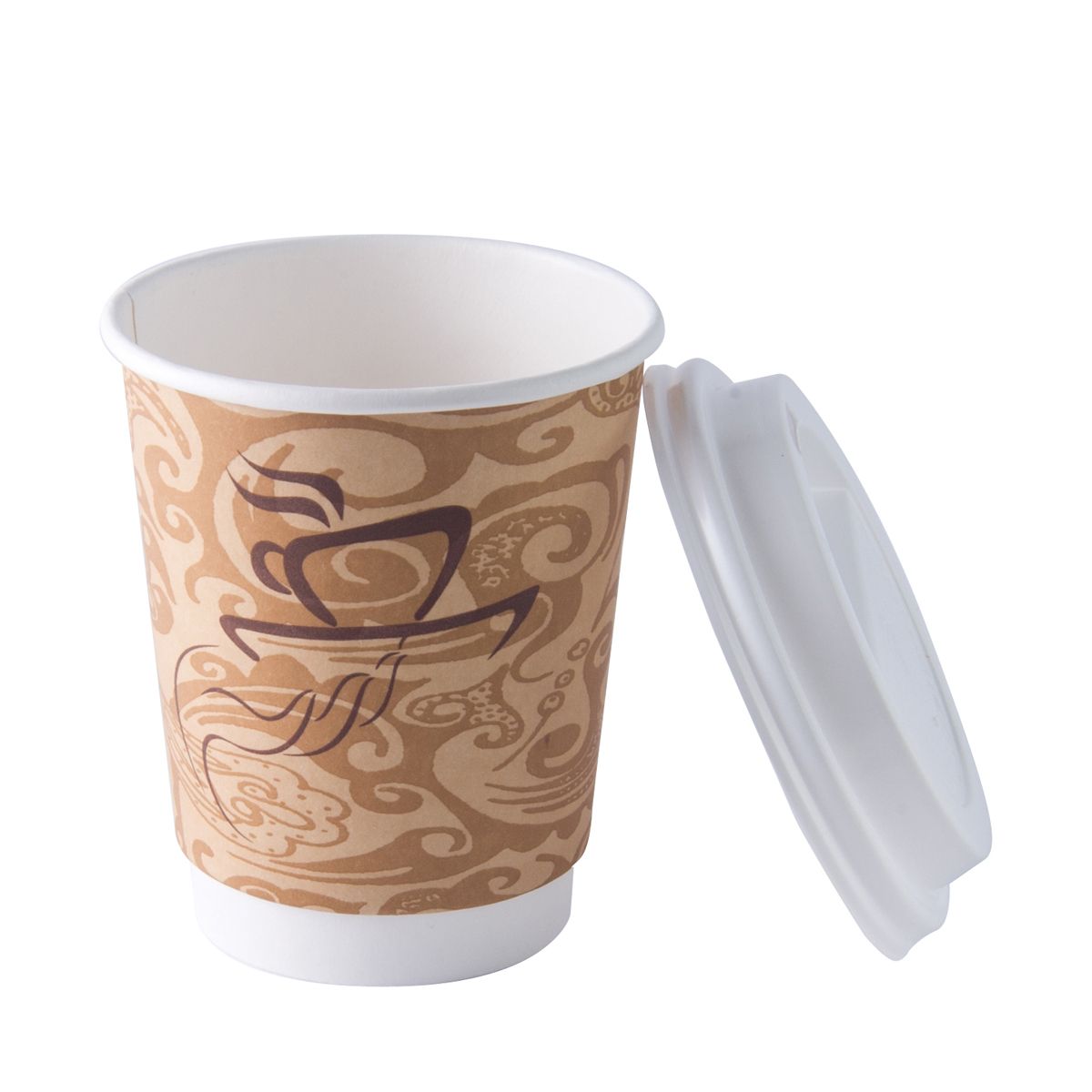 Double Wall Paper Coffee Cups w/ Lids - 8 oz.  (#06000)