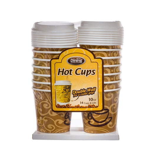 Double Wall Paper Coffee Cups w/ Lids - 10 oz.  (#06001)