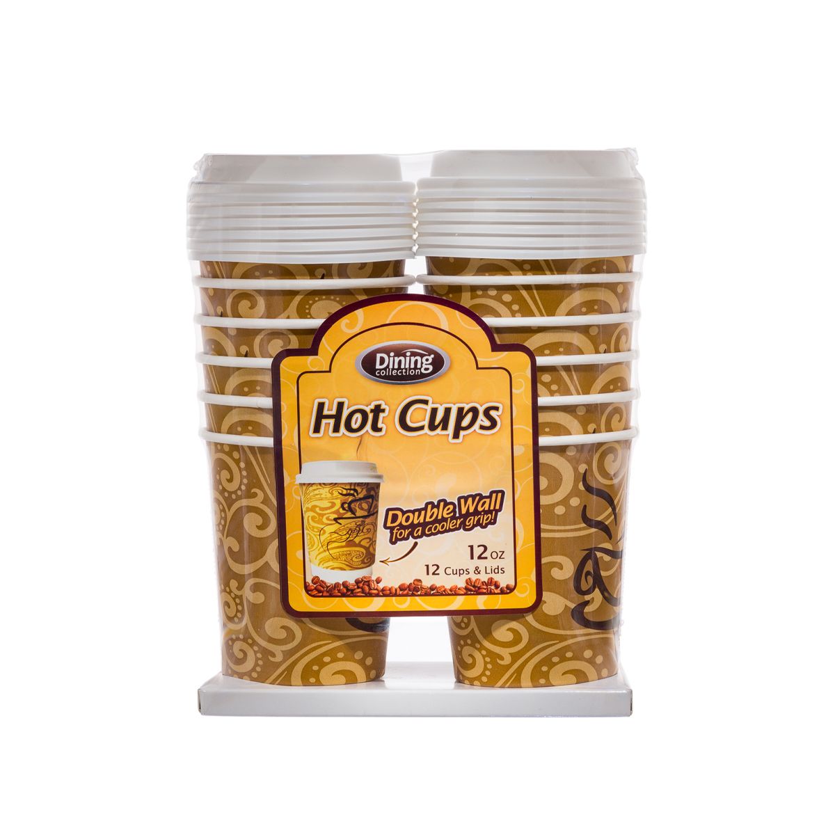 Double Wall Paper Coffee Cups w/ Lids - 12 oz.  (#06002)