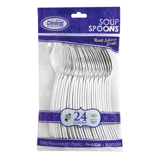 Dining Collection Silver Soupspoons - Extra Heavyweight Plastic (#06414)