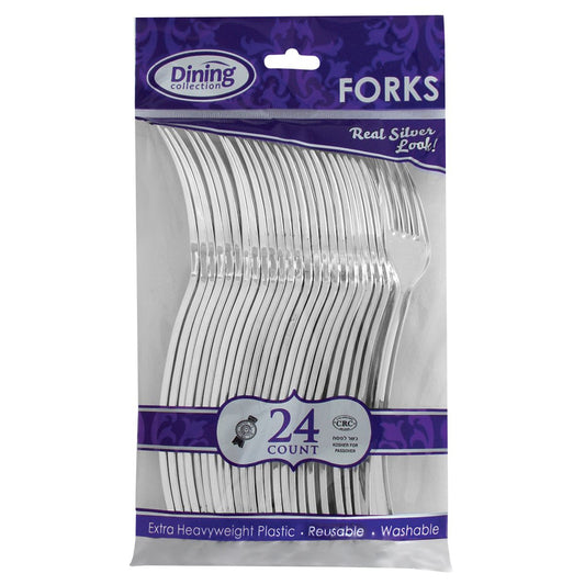 Dining Collection Silver Forks - Extra Heavyweight Plastic (#06416)