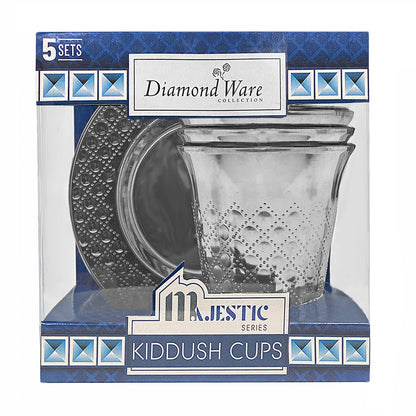 DiamondWare Majestic Series Kiddush Cups w/ Saucers - 5 oz.  (#06716)