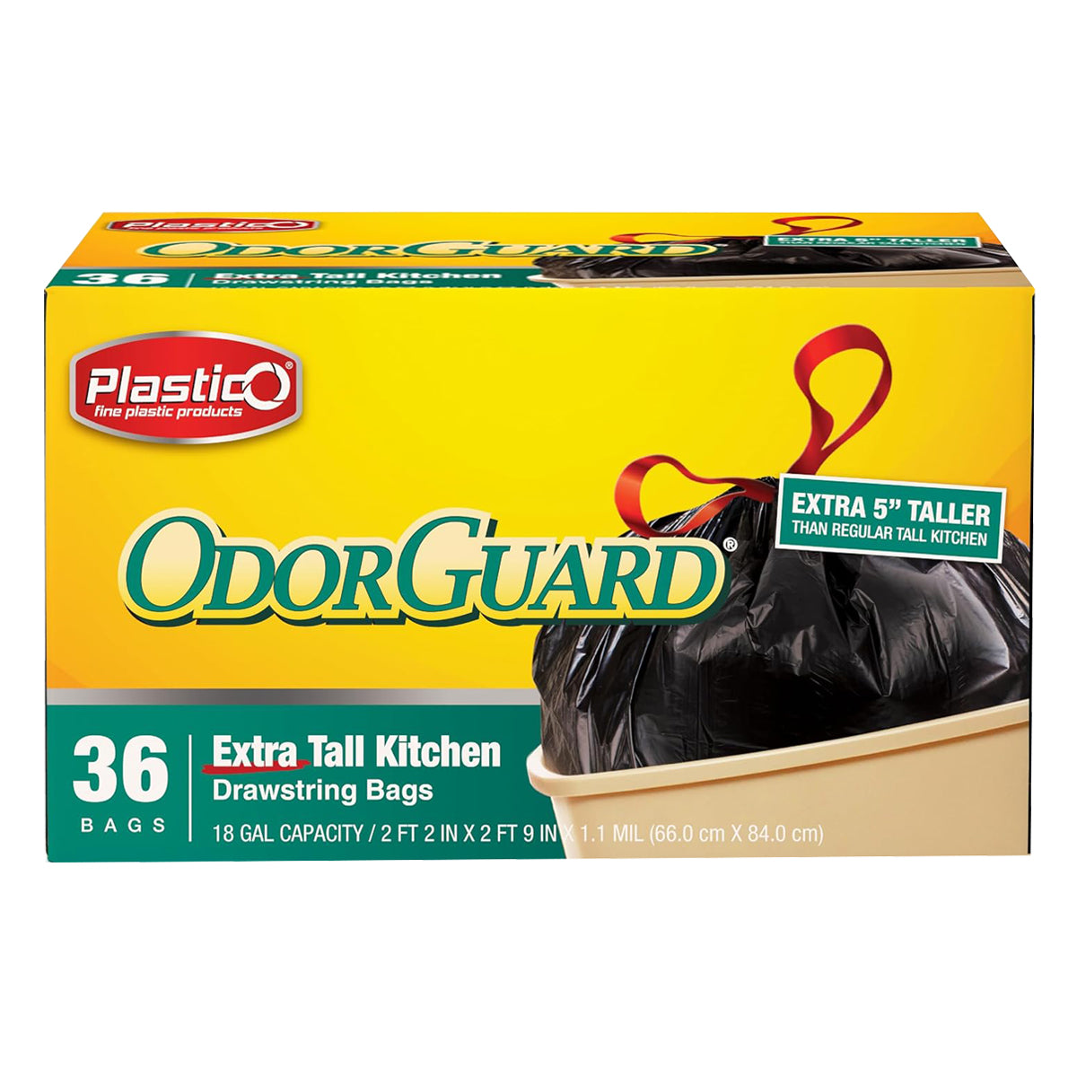 Plastico OdorGuard Extra Tall Kitchen 18 Gal. Bags - Black (#06826)