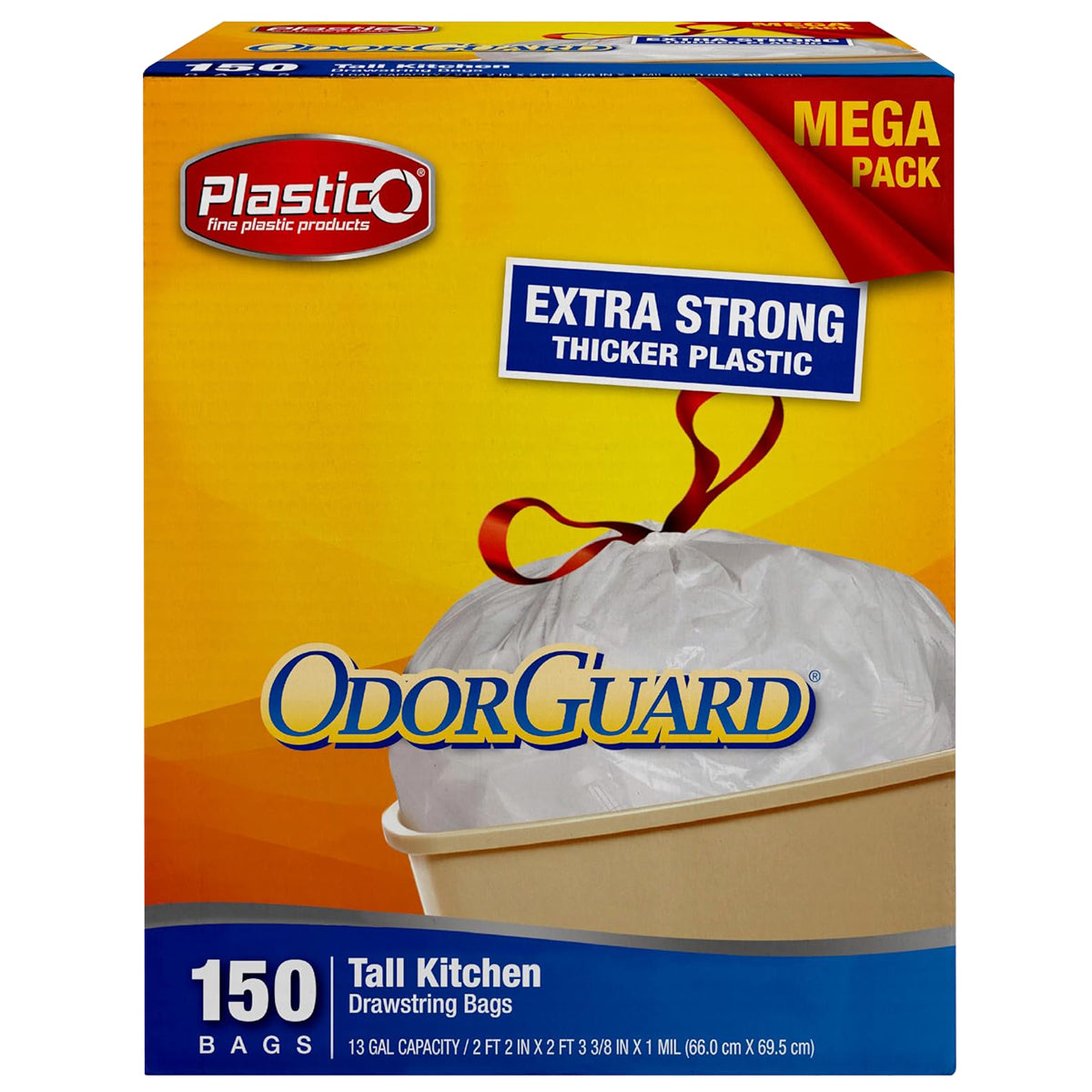 Plastico OdorGuard - Mega Pack - Tall Kitchen Bags - 13 Gallon - White (#06838)