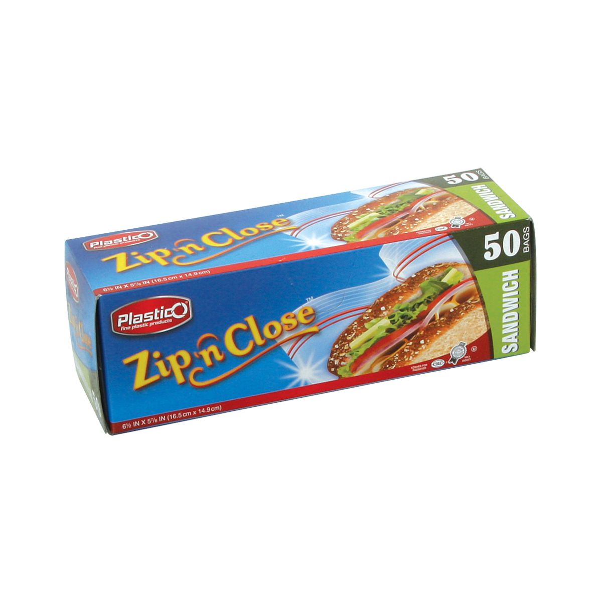 Plastico Zip n' Close Sandwich Bags - 50 ct. (#06858)