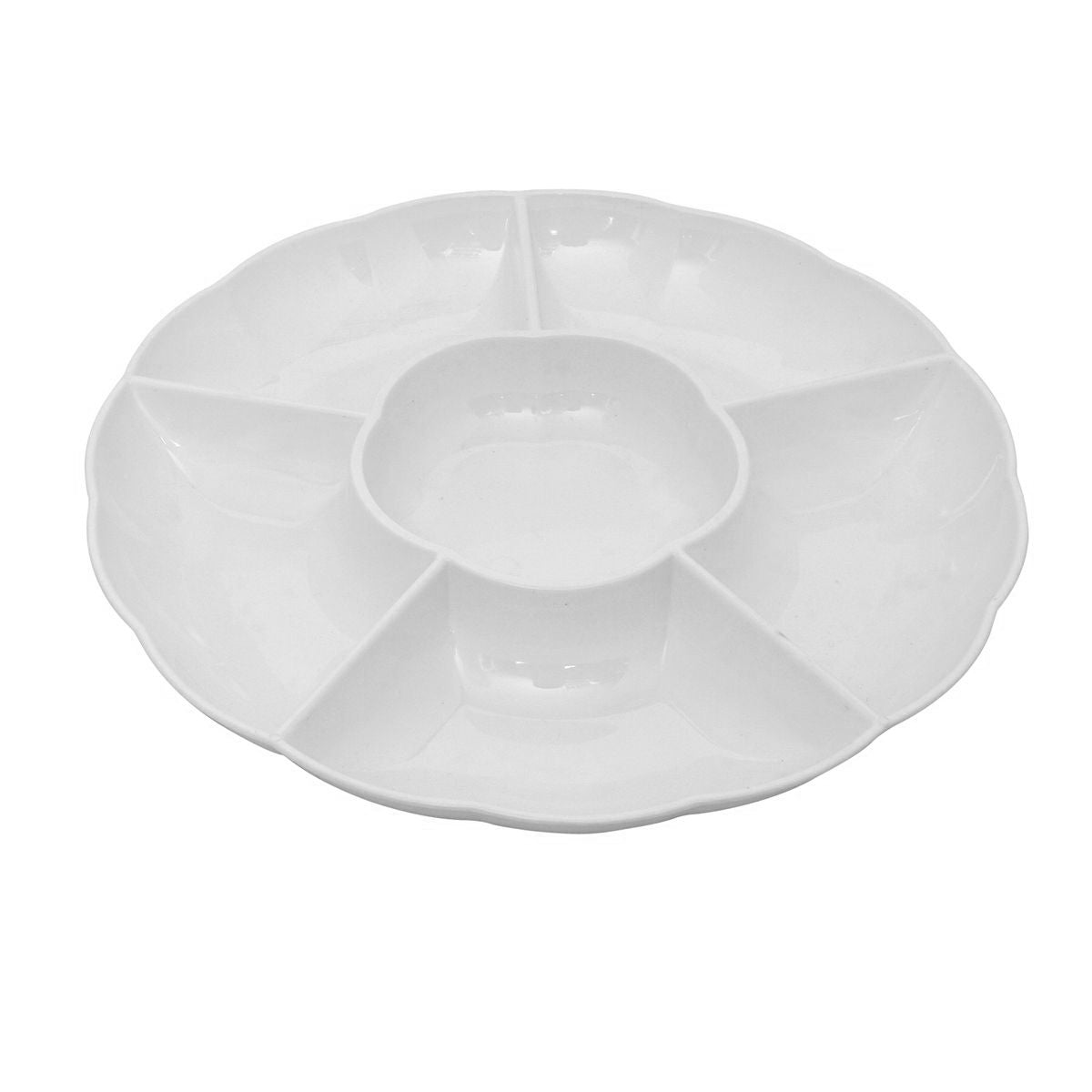 12" Round Compartment Platter - White Plastic - (#06860A)