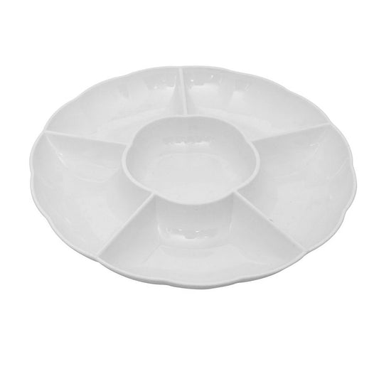 12" Round Compartment Platter - White Plastic - (#06860A)