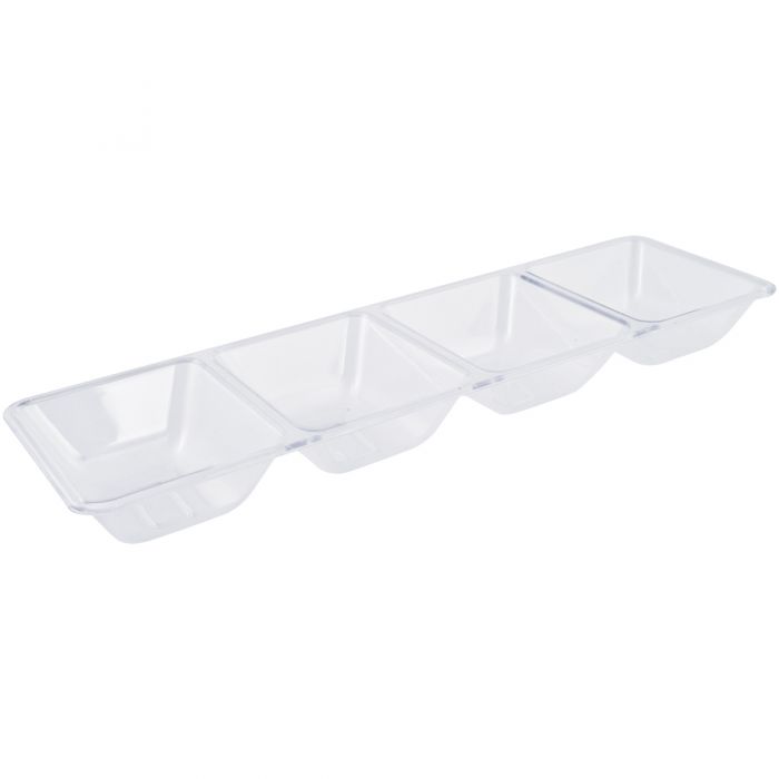 16" x 5" Rectangular Compartment Platter - Clear - 4 Section (#06862)