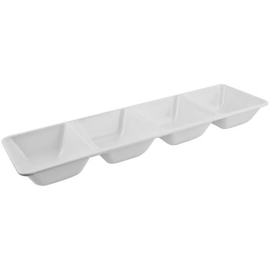 16" x 5" Rectangular Compartment Platter - White - 4 Section (#06862A)