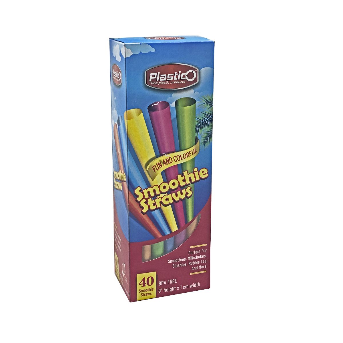 Plastico 9" Smoothie Straws - Various Colors - 40 ct. (#06885)