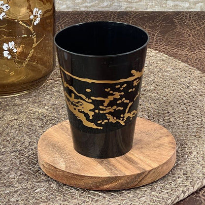 7 oz. Round Tumbler - Marble Black & Gold (#07966)