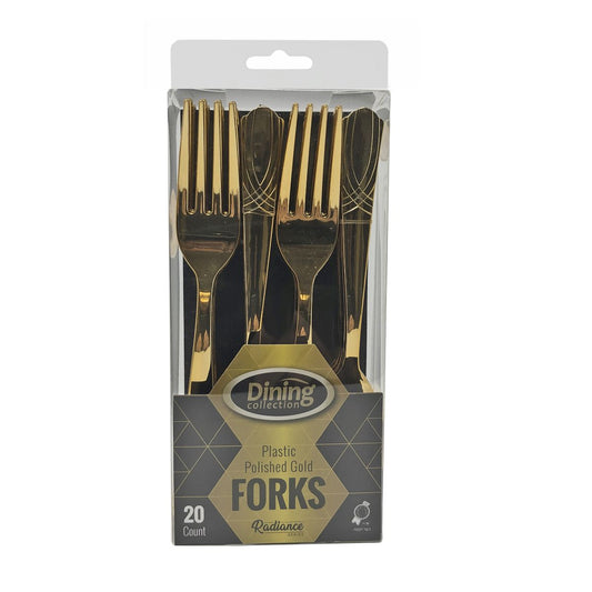 Dining Collection Plastic Polished Gold Forks  (#08602)