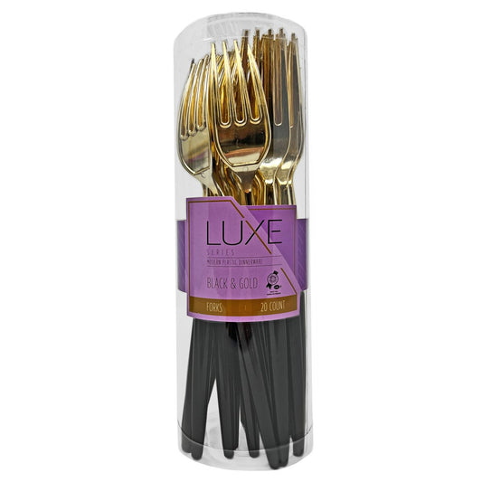 Dining Collection Luxe Series Forks (Black / Gold) - (#08637)