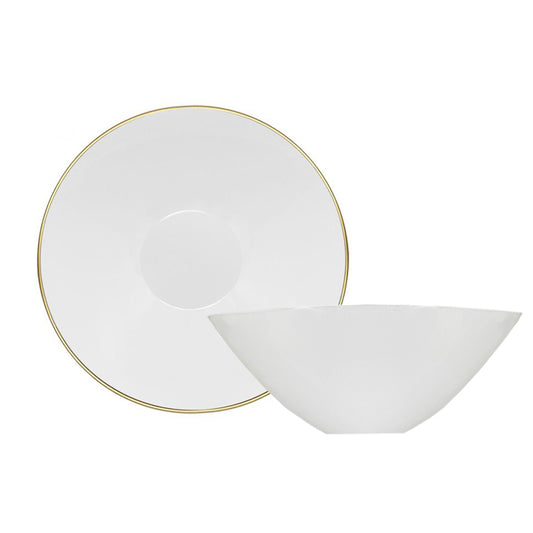 CoupeWare Basic Round 16 oz. Bowls - White & Gold (#08671)