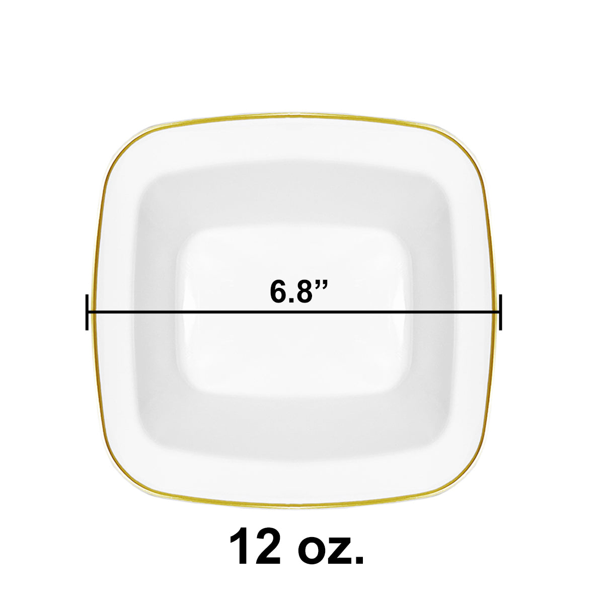 CoupeWare Basic Square 12 oz. Bowls - White & Gold (#08771)