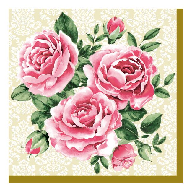 Dining Collection Lunch Napkins - Trio of Roses (#24006)