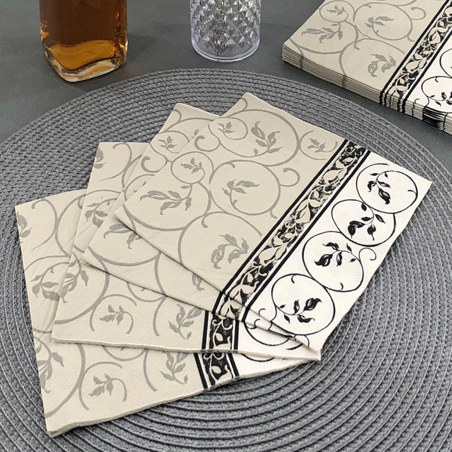 Dining Collection Lunch Napkins - Black Curlicue (#24108)