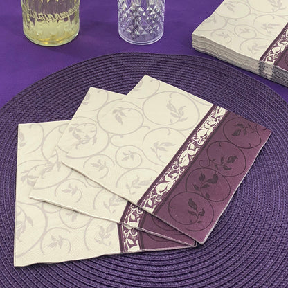 Dining Collection Lunch Napkins - Plum Curlicue (#24109)