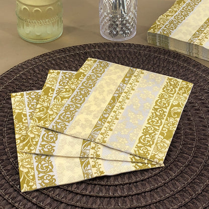 Dining Collection Lunch Napkins - Rose Gold Scrolls (#24112)