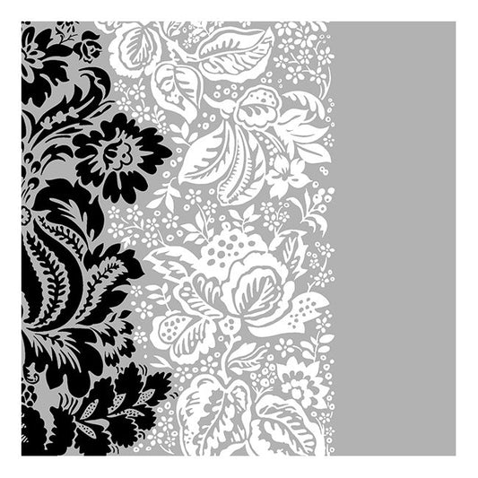 Dining Collection Lunch Napkins - Black and White Buds (#24124)