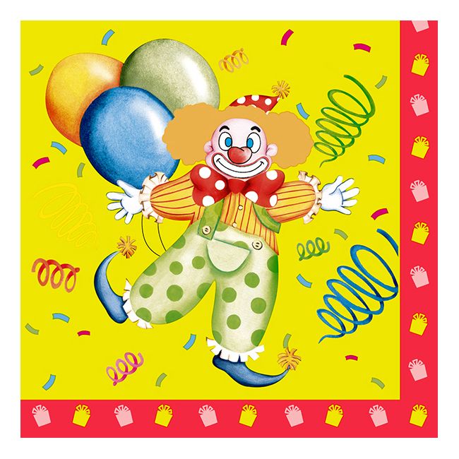 Dining Collection Lunch Napkins - Clown & Balloons - (#24203)