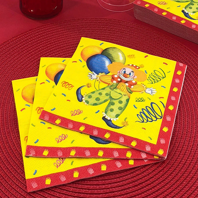 Dining Collection Lunch Napkins - Clown & Balloons - (#24203)