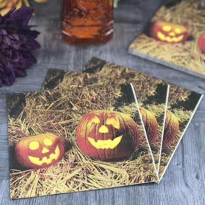 Halloween Lunch Napkins - Carved Pumpkins (#24263)