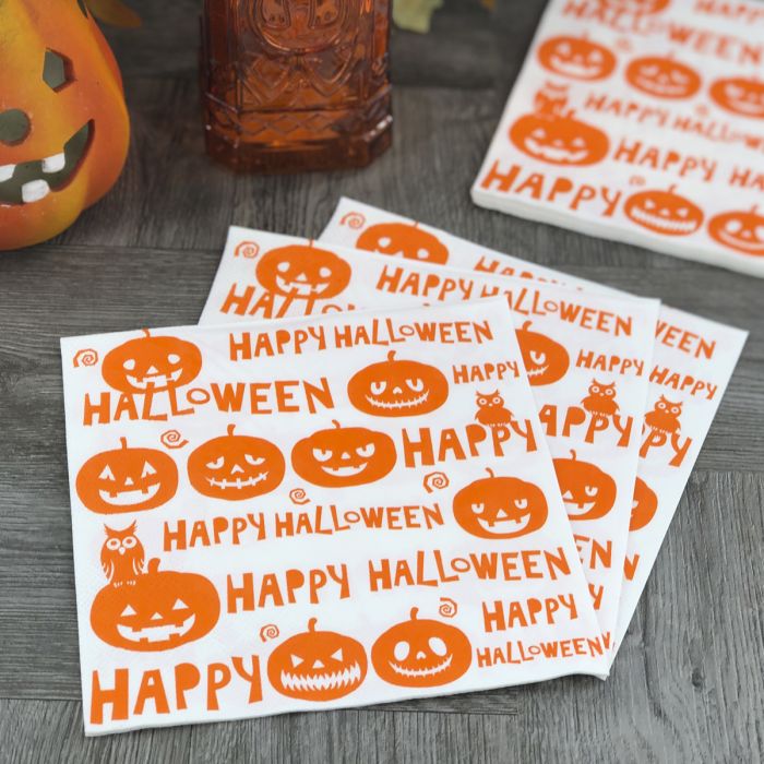 Halloween Lunch Napkins - Happy Halloween Orange (#24265)