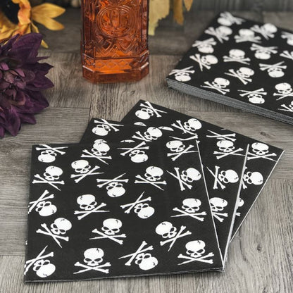 Halloween Lunch Napkins - Skull & Crossbones (#24266)