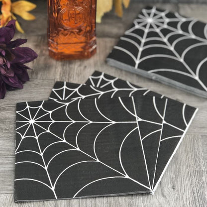 Halloween Lunch Napkins - Spider Web Black (#24268)