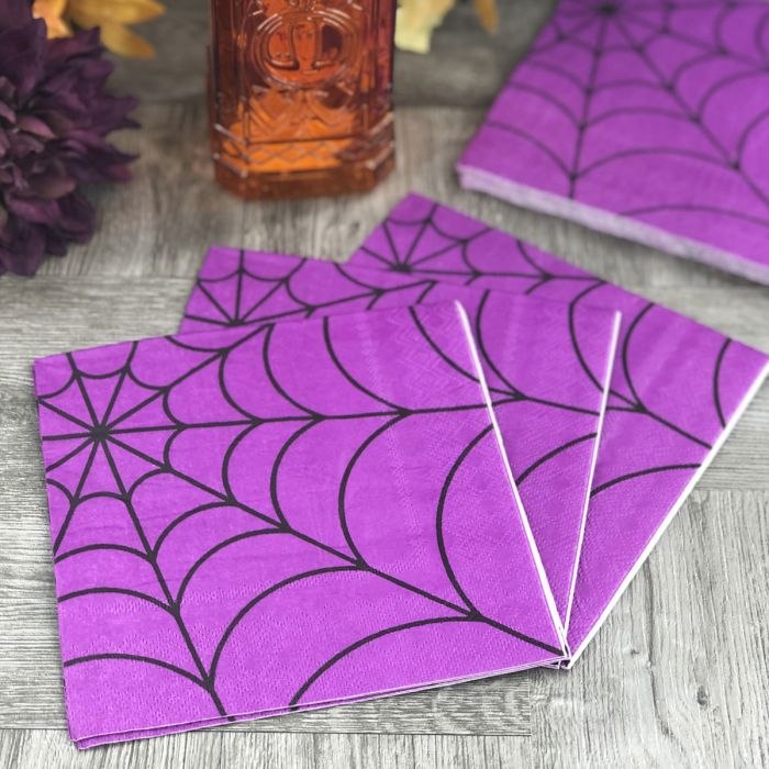 Halloween Lunch Napkins - Spider Web Purple (#24269)