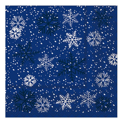 Christmas Lunch Napkins - Snowflakes Blue (#24270)