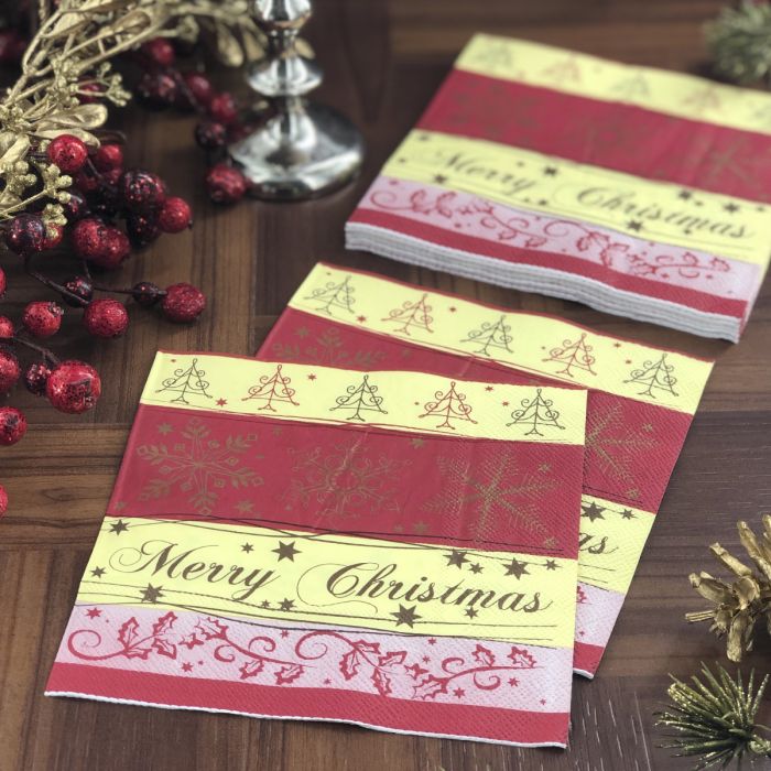 Christmas Lunch Napkins - Christmas Cheer Red (#24271)