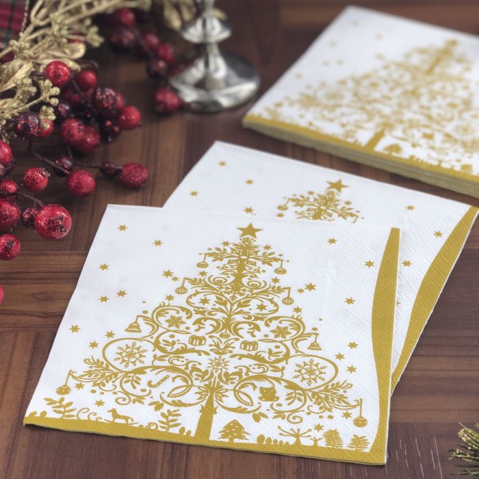 Christmas Lunch Napkins - Christmas Tree Gold (#24272)