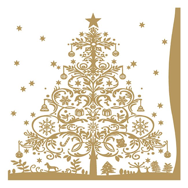 Christmas Lunch Napkins - Christmas Tree Gold (#24272)