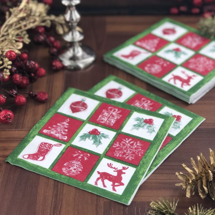 Christmas Lunch Napkins - Tis the Season Green (#24273)