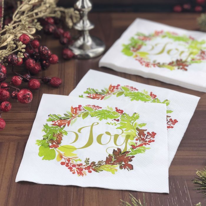 Christmas Lunch Napkins - Joy Wreath (#24278)