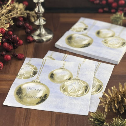 Christmas Lunch Napkins - Gold Ornaments (#24279)