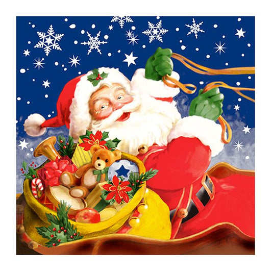 Christmas Lunch Napkins - Santa with Toys  (#24281)