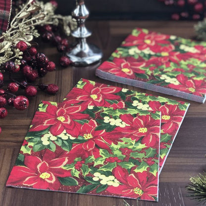 Christmas Lunch Napkins - Holiday Poinsettia  (#24284)