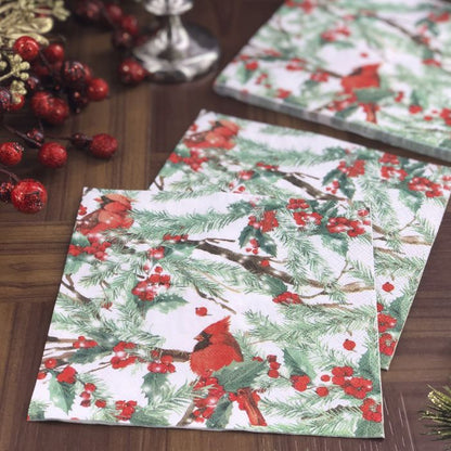 Christmas Lunch Napkins - Cardinals in the Snow  (#24288)