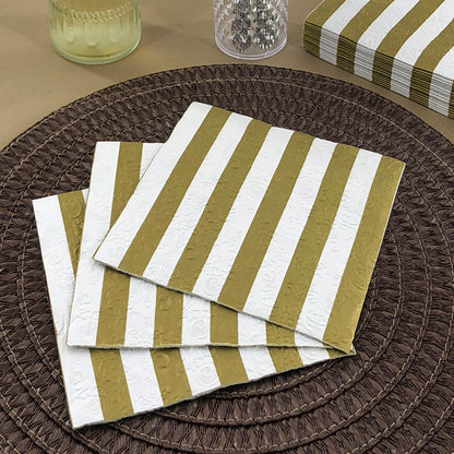 Dining Collection Lunch Napkins - Stripes of Gold - (#24301)