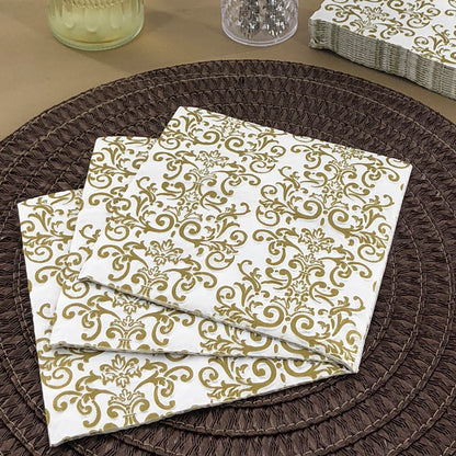 Dining Collection Lunch Napkins - Gold Damask  - (#24303)