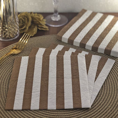 Dining Collection Lunch Napkins - Stripes of Copper - (#24305)