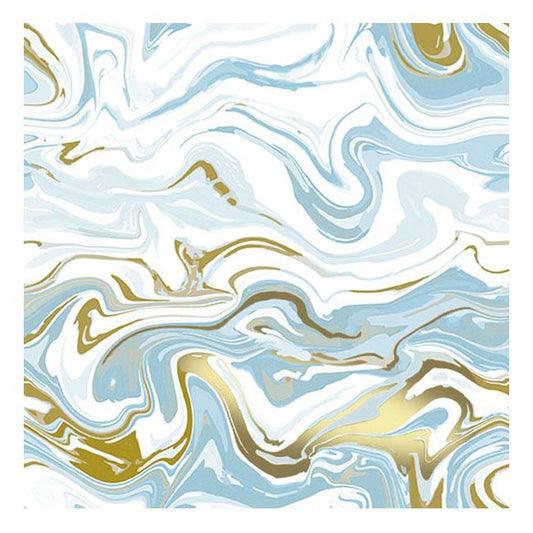 Dining Collection Lunch Napkins - Blue & Gold Swirls - (#24308)