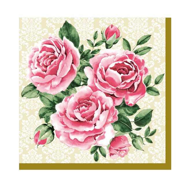 Dining Collection Cocktail Napkins - Trio of Roses (#24501)