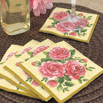 Dining Collection Cocktail Napkins - Trio of Roses (#24501)