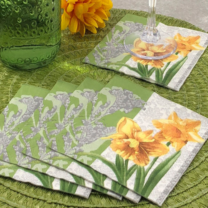 Dining Collection Cocktail Napkins - Golden Blooms (#24502)